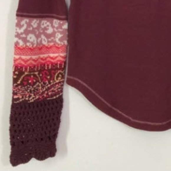 NWT - Free People In The Mix Cuff Top - Rio Vino - Picture 11 of 16
